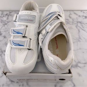 White Shimano Velcro cycling shoes size 6.5
